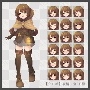 【立ち絵素材】05_冒険者_女性【表情全18種/psd有】